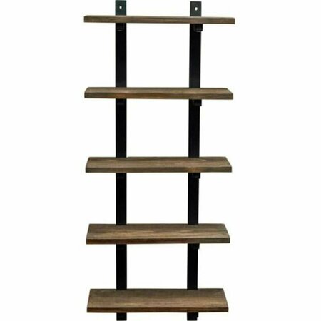 KD CAMA DE BEBE 48 in. Pomona 5-Shelf Metal & Solid Wood Bath Wall Shelf, Natural KD3250840